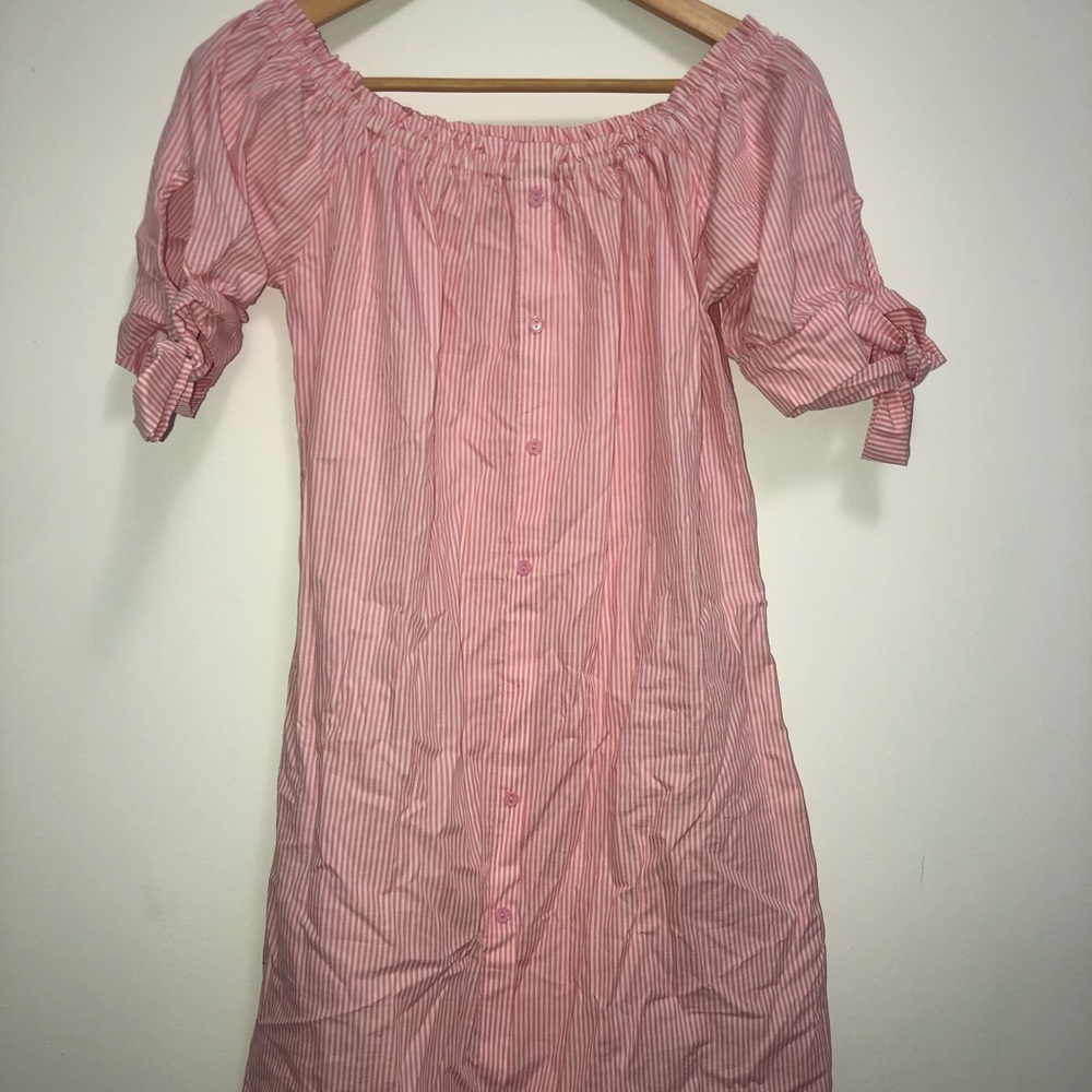 Pink and white stripe dress